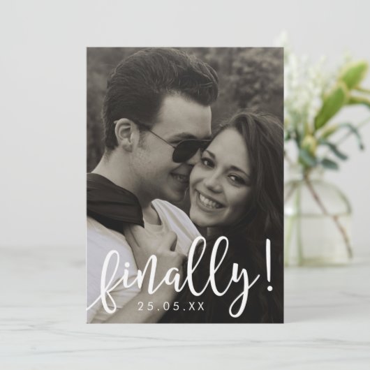 最後にスクリプトフォントオーバーレイ日付カードを保存 セーブザデート (スタンド正面)