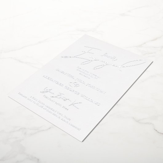 最後にスクリプ婚約したトの写真婚約パーティ 箔招待状 (回転した状態)