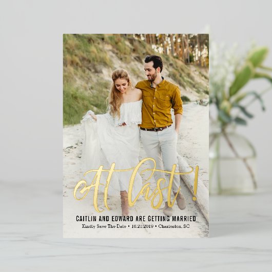 最後にフォ実在イルで日付カードを保存 箔招待状 (立ち正面)