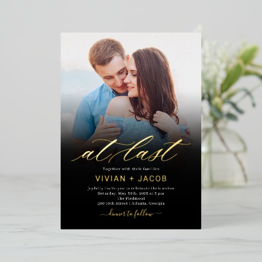 最後にフォ実在ト結婚式招待状を飾る 箔招待状 (立ち正面)