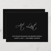 最後にミニマリストの黒で日付を保存結婚する 招待状 (正面/裏面)
