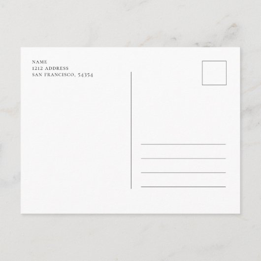 最後にミニマル写真結婚式の日付を保存 案内ポストカード (裏面)