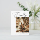 最後にミニマル写真結婚式の日付を保存 案内ポストカード (スタンド正面)