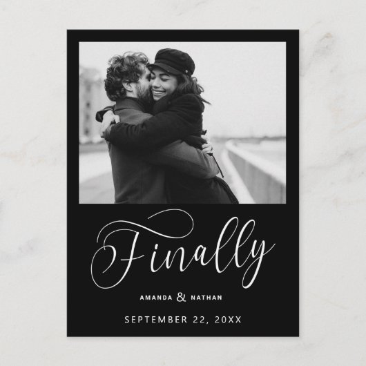 最後にミニマル結婚リストの写真日付を保存 案内ポストカード (正面)