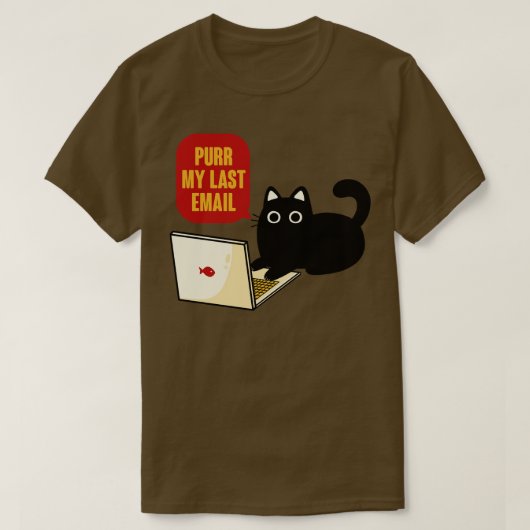 最後にメールした黒猫のPurr My Last Email Black Cat by Tobe Fo Tシャツ (デザイン正面)