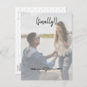 最後にモダンハートかわいい婚約日付を保存 案内ポストカード (正面/裏面)