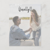 最後にモダンハートかわいい婚約日付を保存 案内ポストカード (正面)