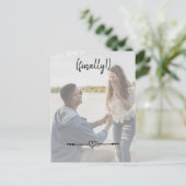 最後にモダンハートかわいい婚約日付を保存 案内ポストカード (スタンド正面)