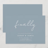 最後にモダンミニマルなダスティブルー日付を保存 セーブザデート (正面/裏面)