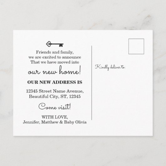 最後にモダン展開された鍵の移動 案内ポストカード (裏面)