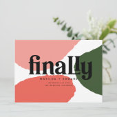 最後にモダン抽象芸術グラフィック赤、ピンク+緑 案内状 (スタンド正面)