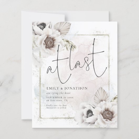 最後に予算QR花模様結婚式日付の保存 (正面)