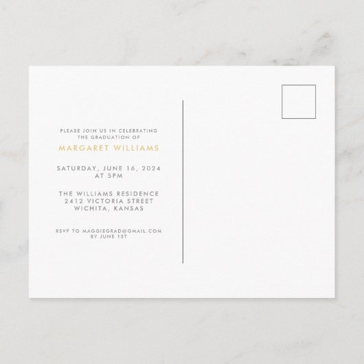 最後に写真の卒業の発表の郵便はがき インビテーションポストカード (裏面)