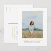 最後に写真の卒業の発表の郵便はがき インビテーションポストカード (正面/裏面)