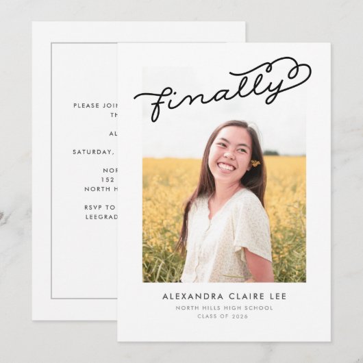 最後に写真の卒業発表 招待状 (正面/裏面)