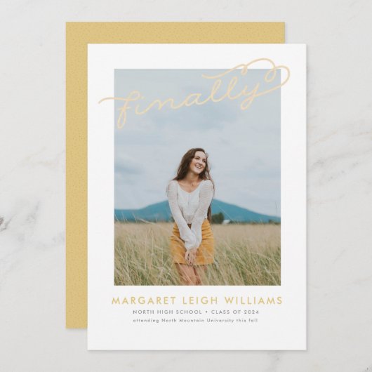 最後に写真の卒業発表 案内状 (正面/裏面)