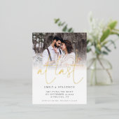 最後に写真の結婚式で日付フォイルはがきを保存 箔シーズンポストカード (立ち正面)