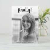 最後に厚い黒のスクリプト写真卒業パーティー 招待状 (スタンド正面)