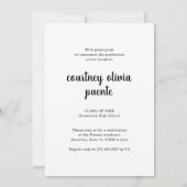 最後に厚い黒のスクリプト写真卒業パーティー 招待状 (裏面)