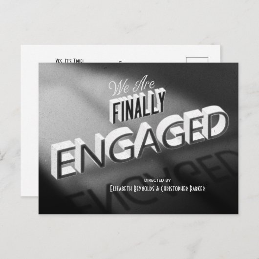 最後に婚約したムービー白黒日付を保存 ポストカード (正面/裏面)