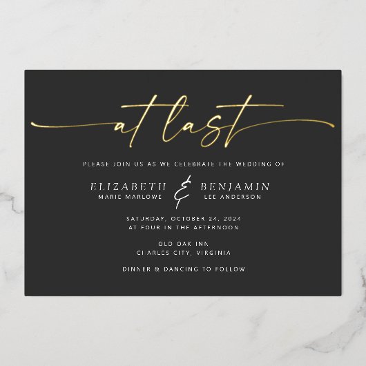 最後に水平結婚箔招待状 箔招待状 (正面)