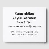 最後に無料で釣り、幸せな退職 ゲストブック (裏面)