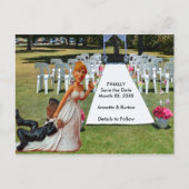 最後に異人種間のカップルおもしろいの日付を保存 案内ポストカード (正面)