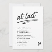 最後に白黒タイポグラフィモダン結婚の 招待状 (正面)