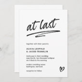 最後に白黒タイポグラフィモダン結婚の 招待状 (正面/裏面)