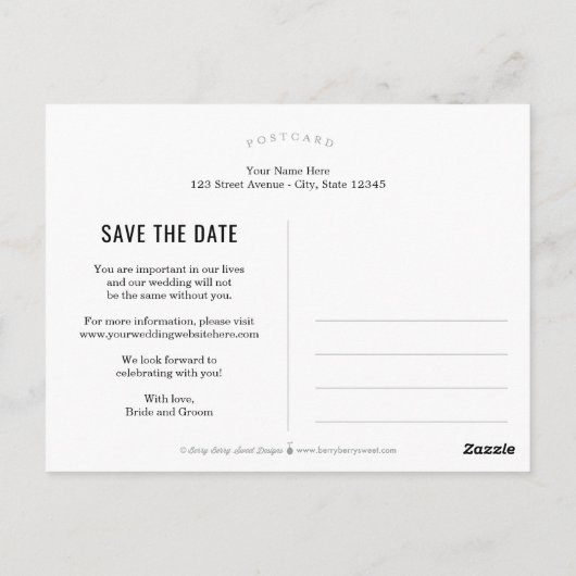 最後に編集可能な色で日付を保存 ポストカード (裏面)