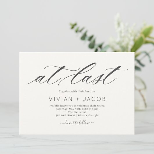 最後に編集可能な色のモダン結婚式招待状 サンキューカード (スタンド正面)