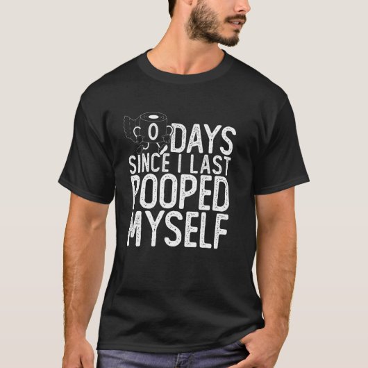 最後に自分でうんこした日からの日数0 おもしろいうんこB Tシャツ (正面)