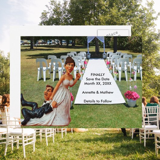 最後に茶色の髪のカップルの日付を保存おもしろいする 案内ポストカード