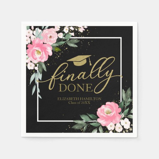 最後に行われたホットピンクフローラ卒業パーティー スタンダードカクテルナプキン (正面)