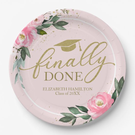 最後に行われたホットピンクフローラ卒業パーティー ペーパープレート (正面)