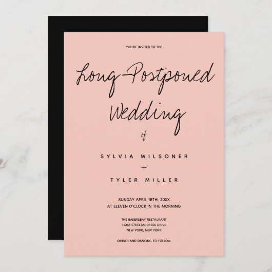 最後に起こ結婚るピンクの黒タイポグラフィ (正面/裏面)