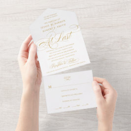最後に金ゴールド書結婚の オールインワン招待状
