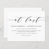 最後に黒のミニマリストスクリプト結婚式招待状 (正面/裏面)