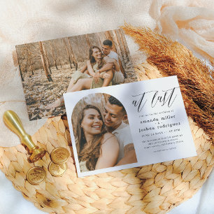 最後に シンプルボホエレガント・アーチ写真結婚の写真 招待状