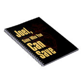 最後に「ジョエル、救誰ができるの救」と書いた ノートブック (右側)