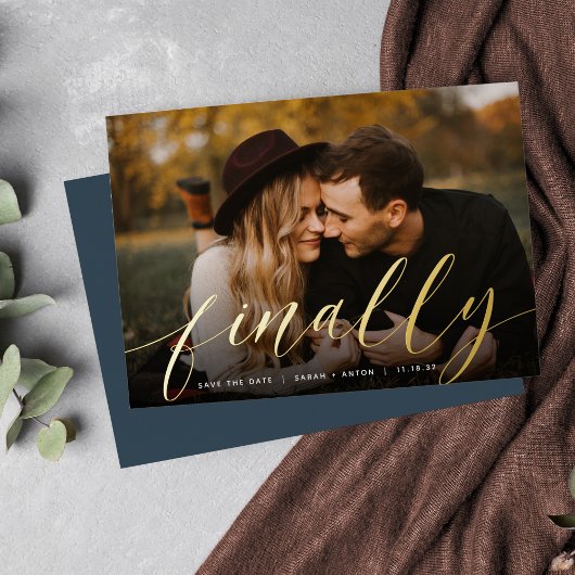 最後に |写真の完全保存日付 箔招待状