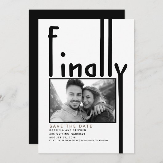 最後に |写真モダンの日付を保存 セーブザデート (正面/裏面)