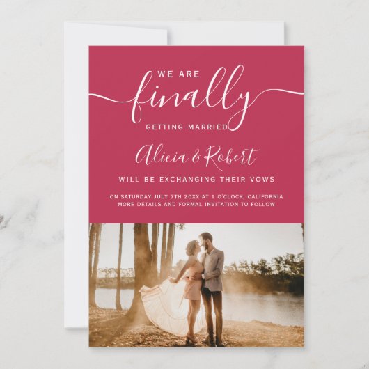 最後に、日付スクリプトのマゼンタの写真を保存する セーブザデート (正面)