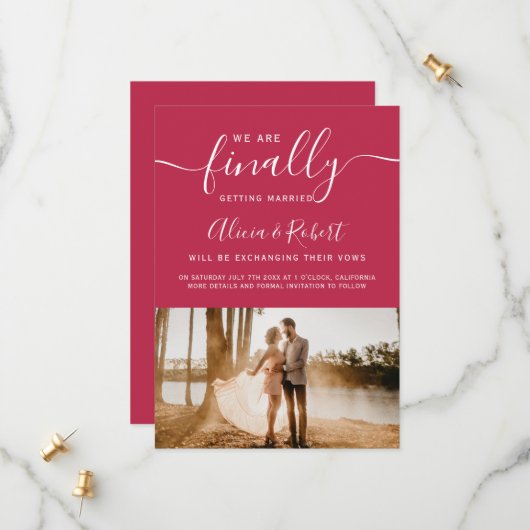 最後に、日付スクリプトのマゼンタの写真を保存する セーブザデート (正面/裏面インサイチュ)