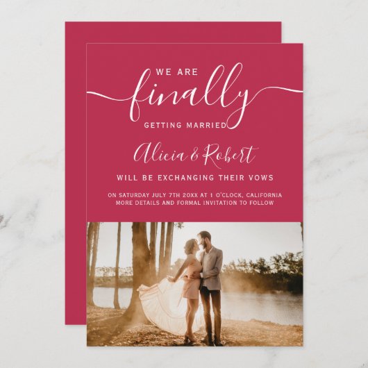 最後に、日付スクリプトのマゼンタの写真を保存する セーブザデート (正面/裏面)