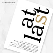 最後にQRコードホワイトブラック金ゴールド婚約 招待状