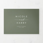 最後にTaupe Greenミニマリスト結婚の 三つ折り招待状 (カバー)