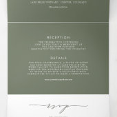 最後にTaupe Greenミニマリスト結婚の 三つ折り招待状 (内部中)