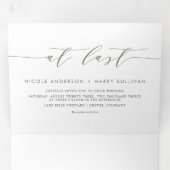 最後にTaupe Greenミニマリスト結婚の 三つ折り招待状 (内部最初)