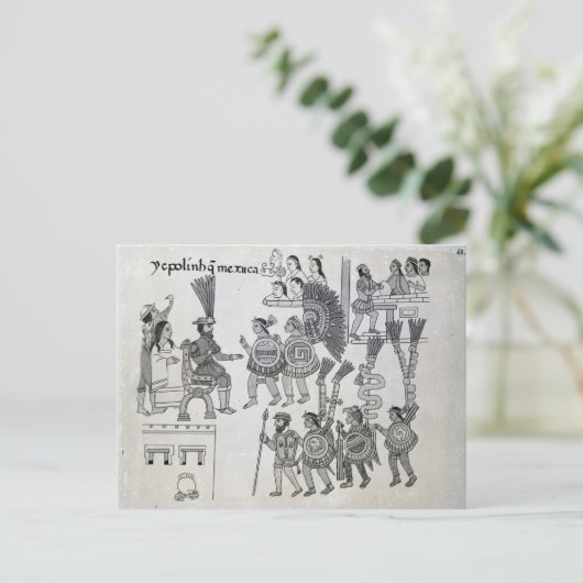 最後のアステカ皇帝クアウテモクが降伏する ポストカード (スタンド正面)